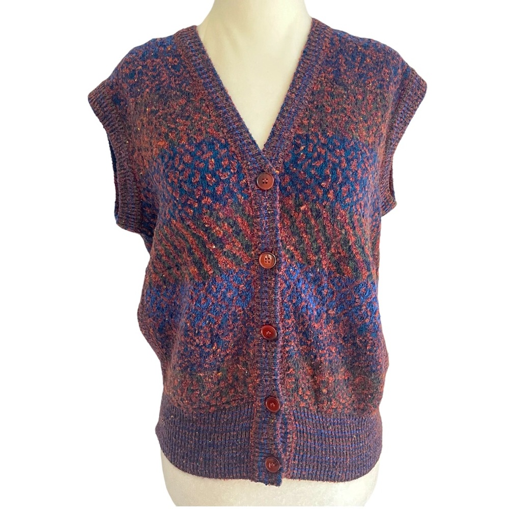 Missoni Vintage Italy Wool Mohair Brown Blue Vest Small